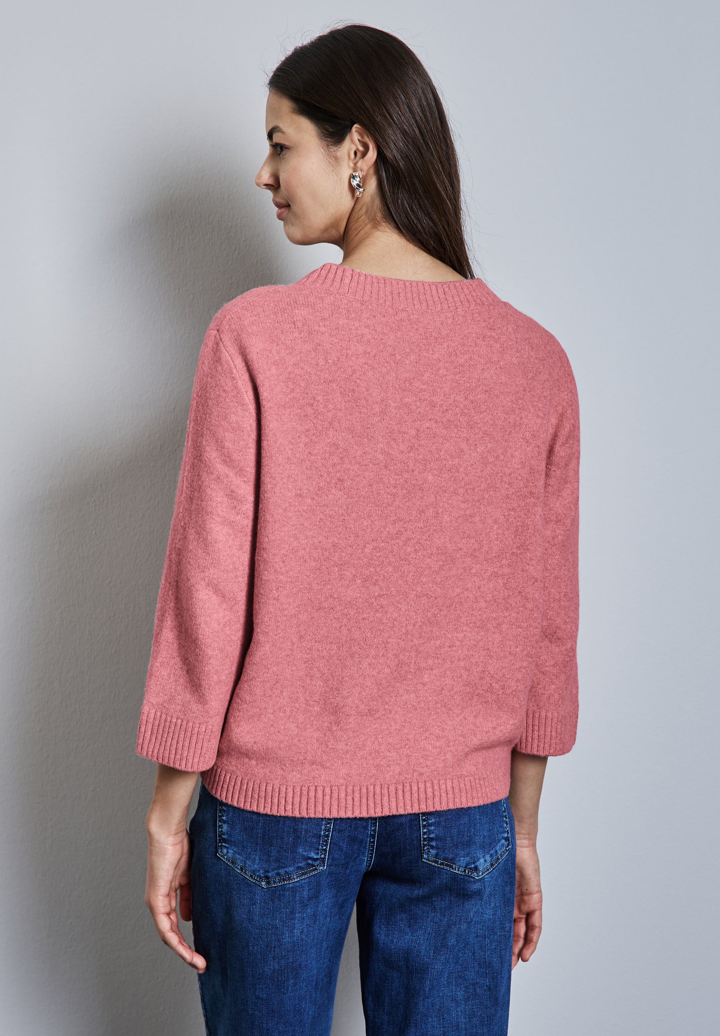 Street One Strickpullover mit Rundhals - Farbe: sugar coral mel.