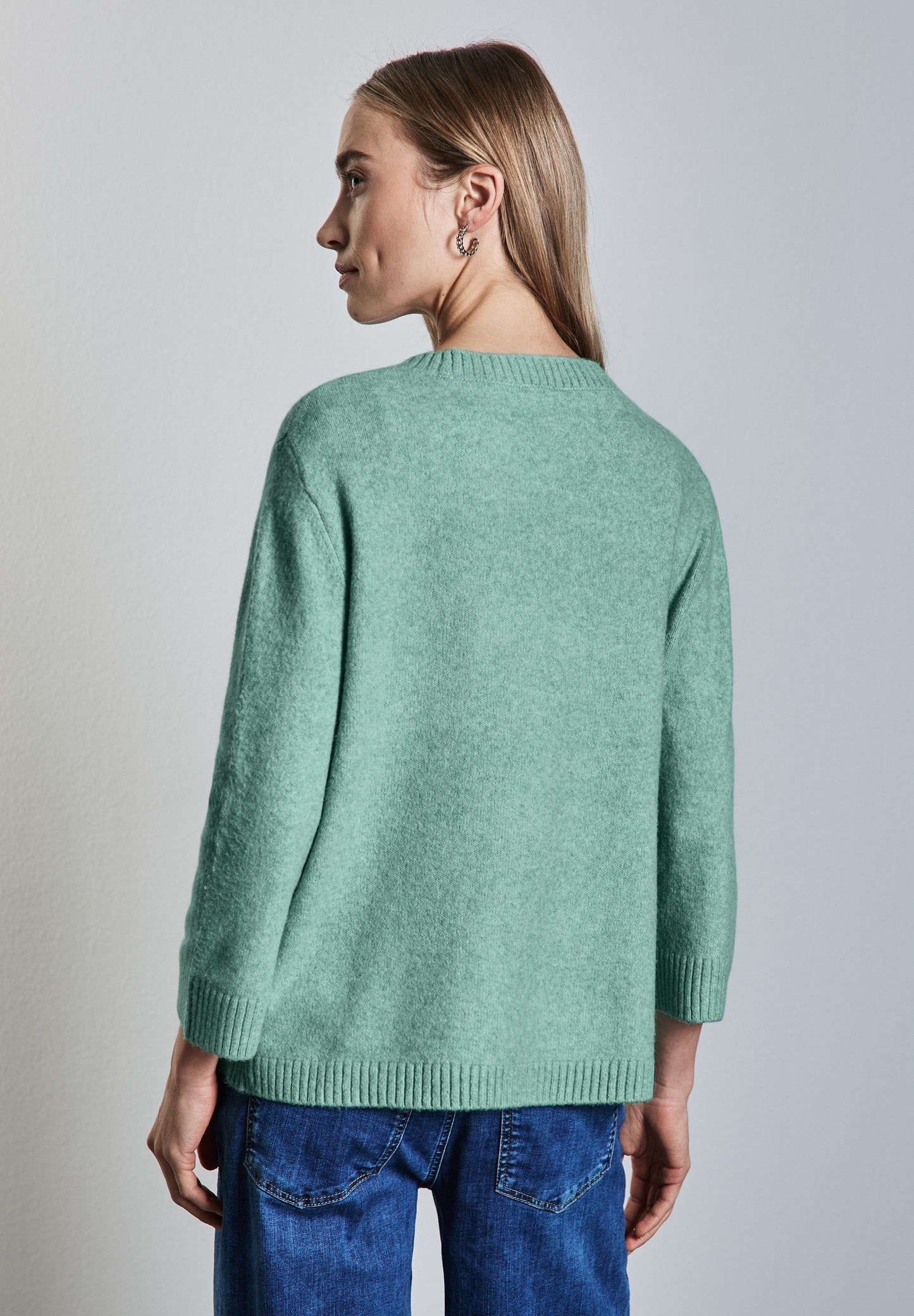 Street One Pullover mit Rundhals - Farbe: grün mel.