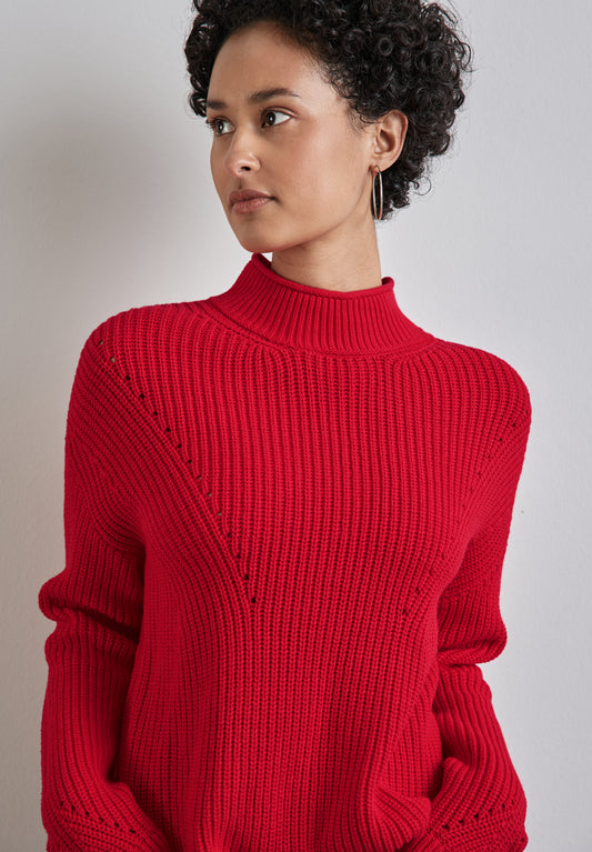 Street One Pullover mit Strickdetails - Farbe: rot