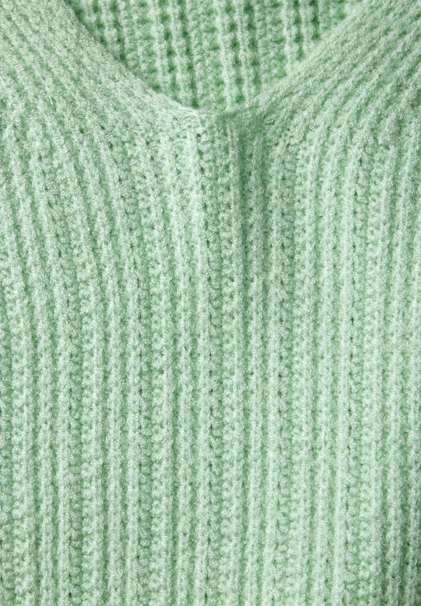 Street One Kuscheliger V-Neck Pullover - Farbe: milky green mel.