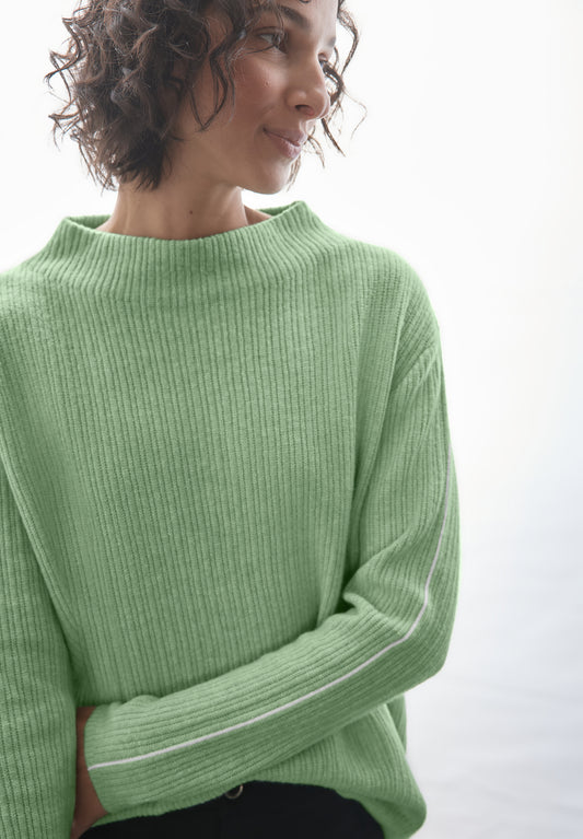 Street One Pullover mit Kontrastdetail - Farbe: gleam green mel.