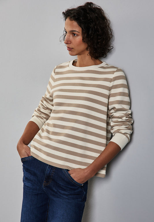 Street One Gestreifter Sweater - Farbe: safari beige