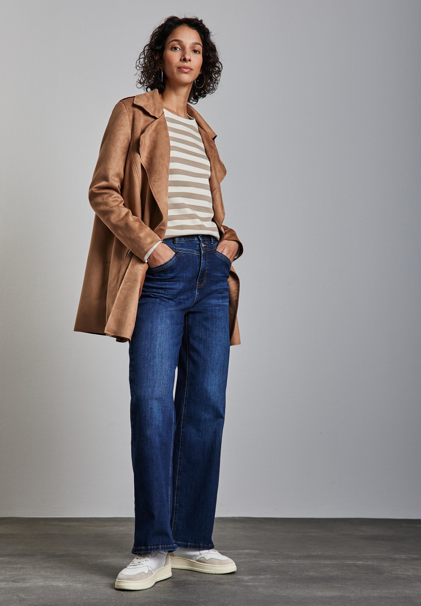 Street One Gestreifter Sweater - Farbe: safari beige