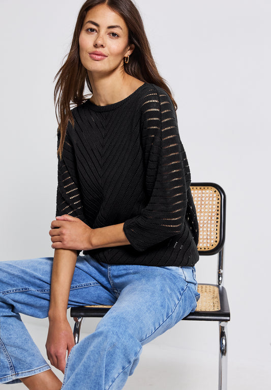 Street One Strukturpullover - Farbe: Black