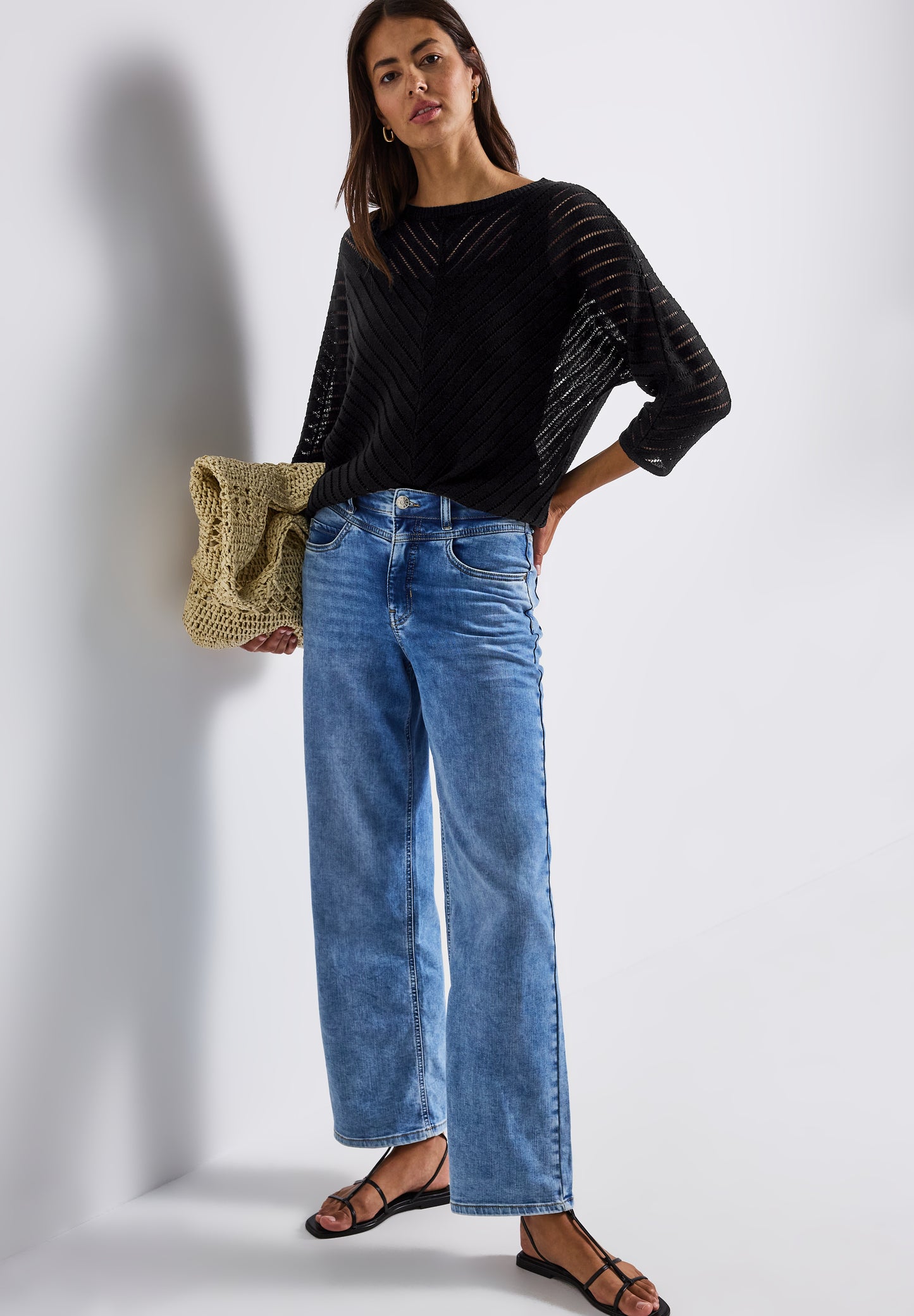 Street One Strukturpullover - Farbe: Black