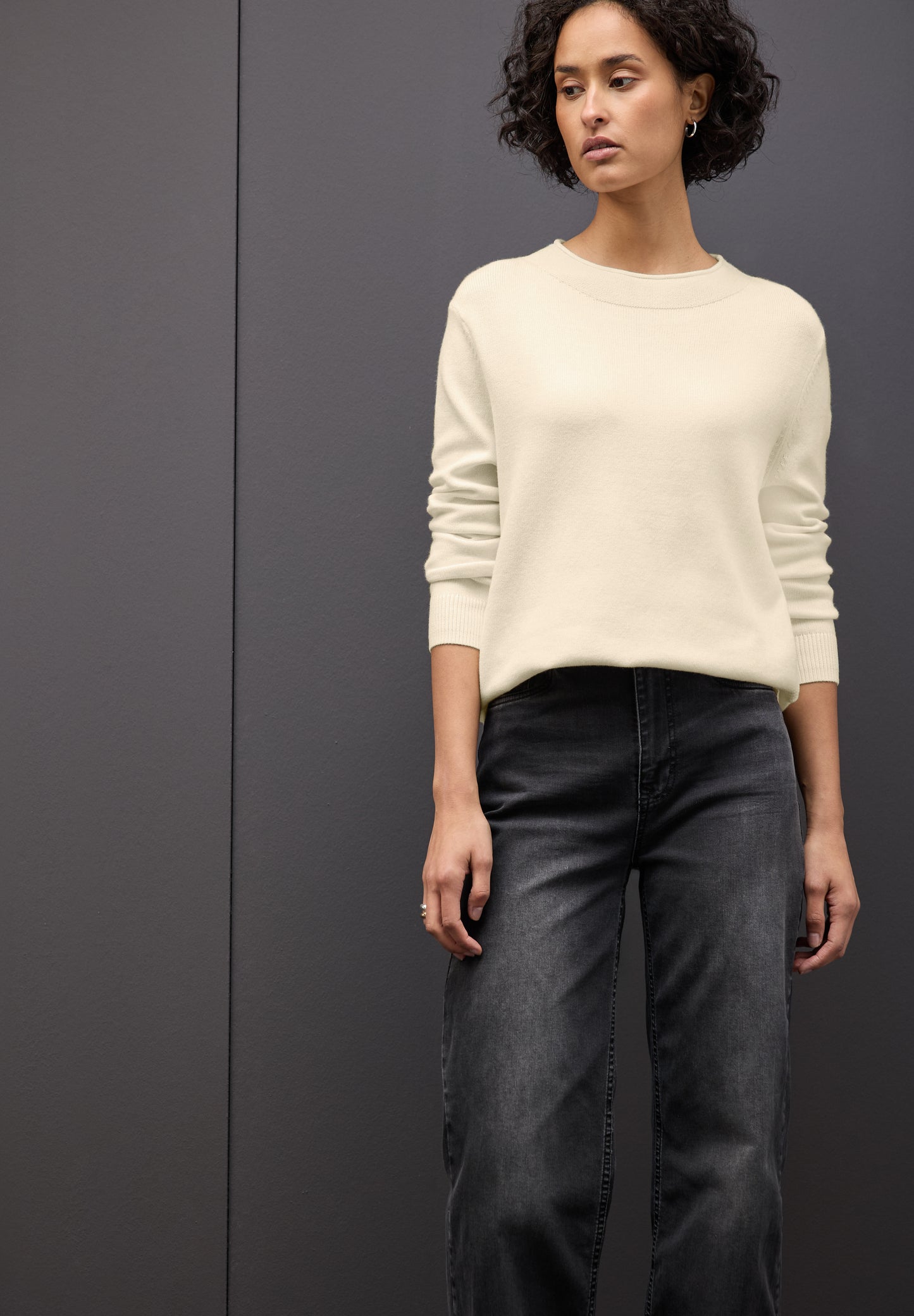 Street One Pullover mit Rollkante - Farbe: soft beige