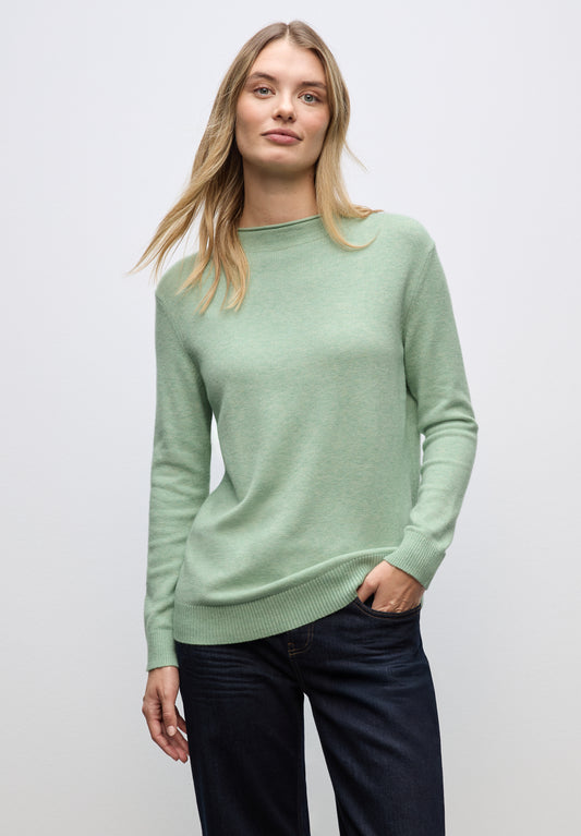 Street One Pullover mit Rollkante - Farbe: serene green mel.