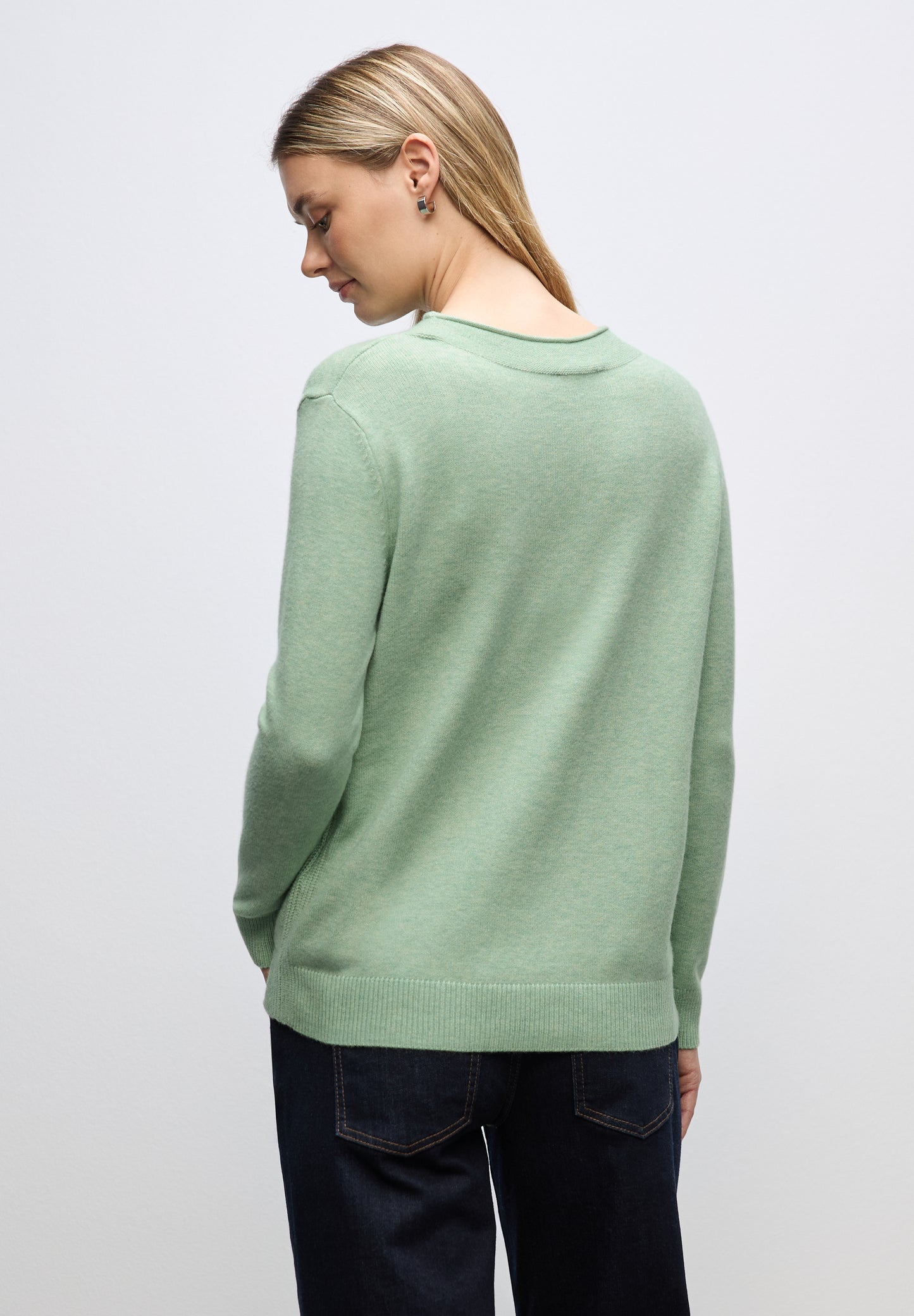 Street One Pullover mit Rollkante - Farbe: serene green mel.