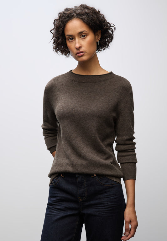 Street One Pullover mit Rollkante - Farbe: dark nomad brown mel.