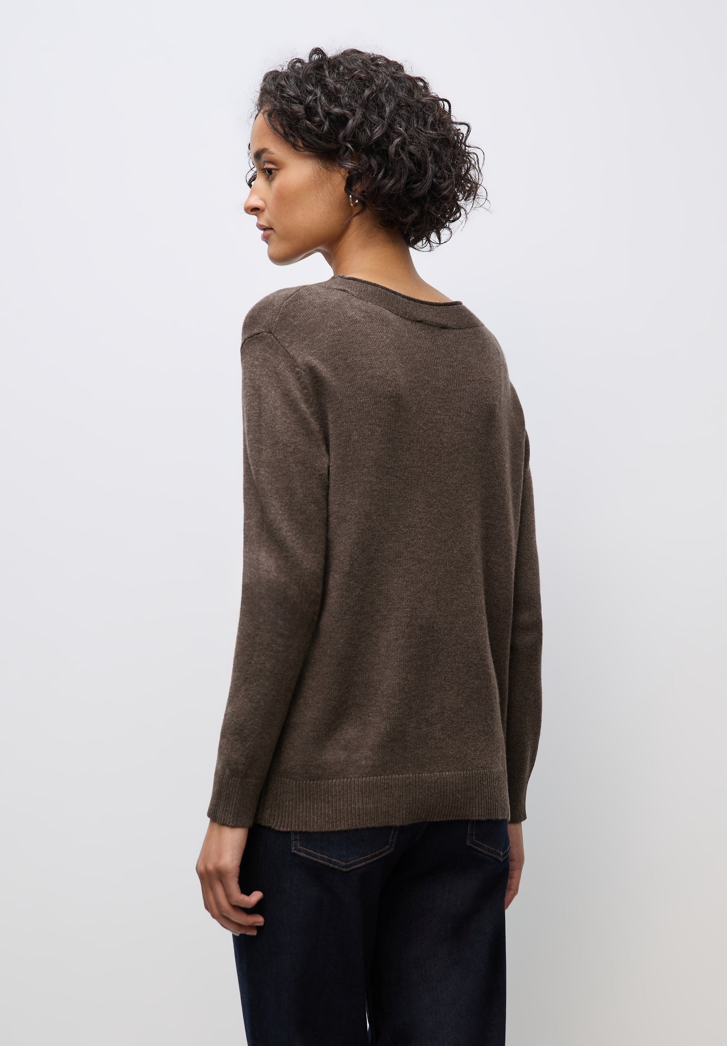 Street One Pullover mit Rollkante - Farbe: dark nomad brown mel.
