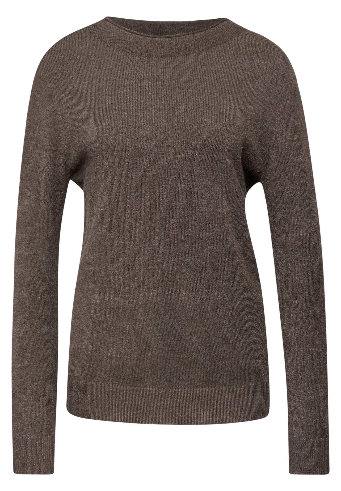 Street One Pullover mit Rollkante - Farbe: dark nomad brown mel.