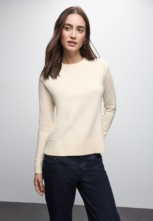 Street One Rundhals Pullover - Farbe: soft beige