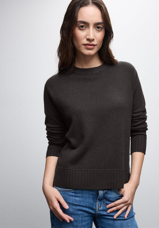 Street One Rundhals Pullover - Farbe: darkest brown