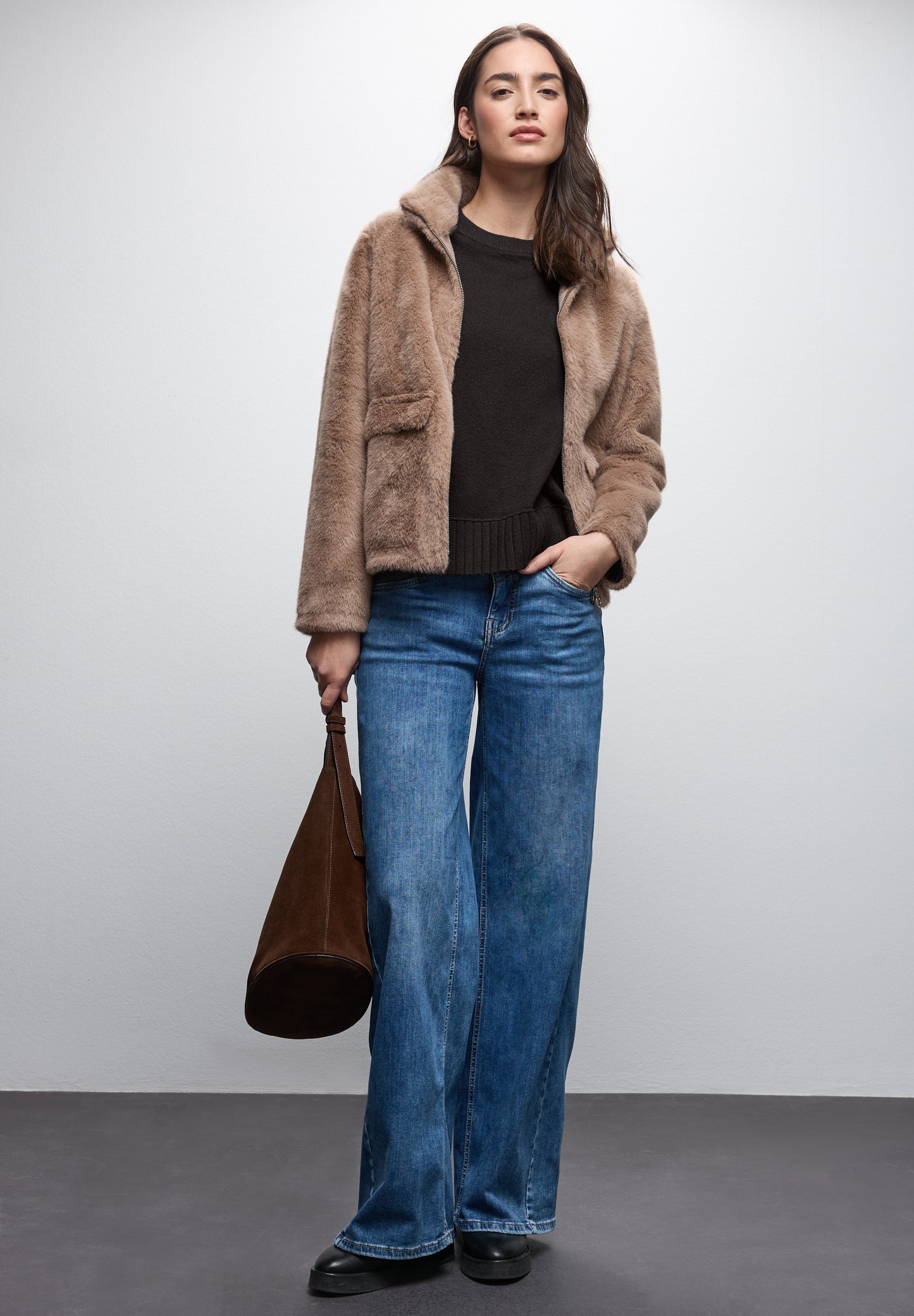 Street One Rundhals Pullover - Farbe: darkest brown