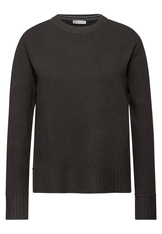 Street One Rundhals Pullover - Farbe: darkest brown