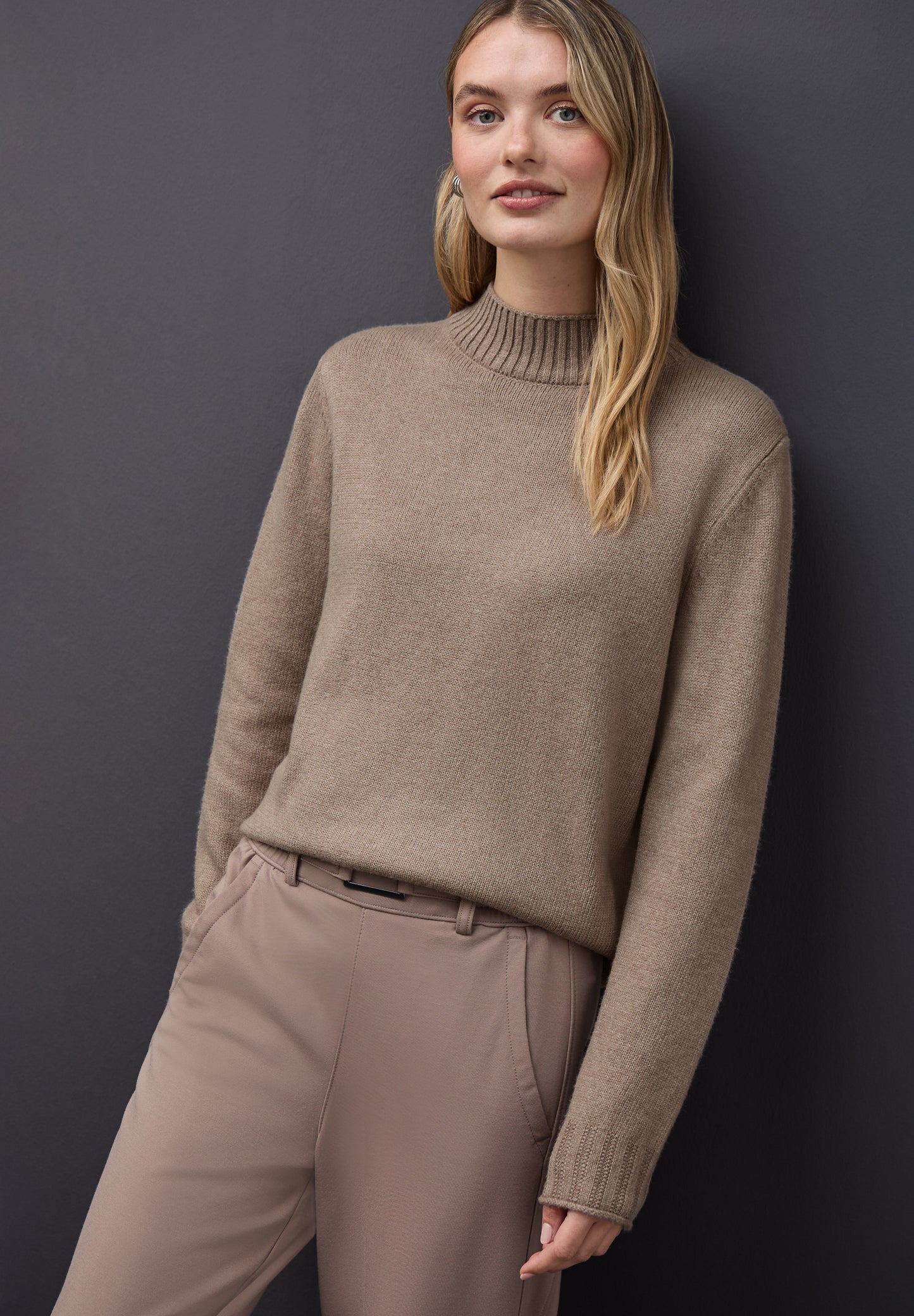 Street One Basic Turtleneck Pullover - Farbe: mocha glow mel.
