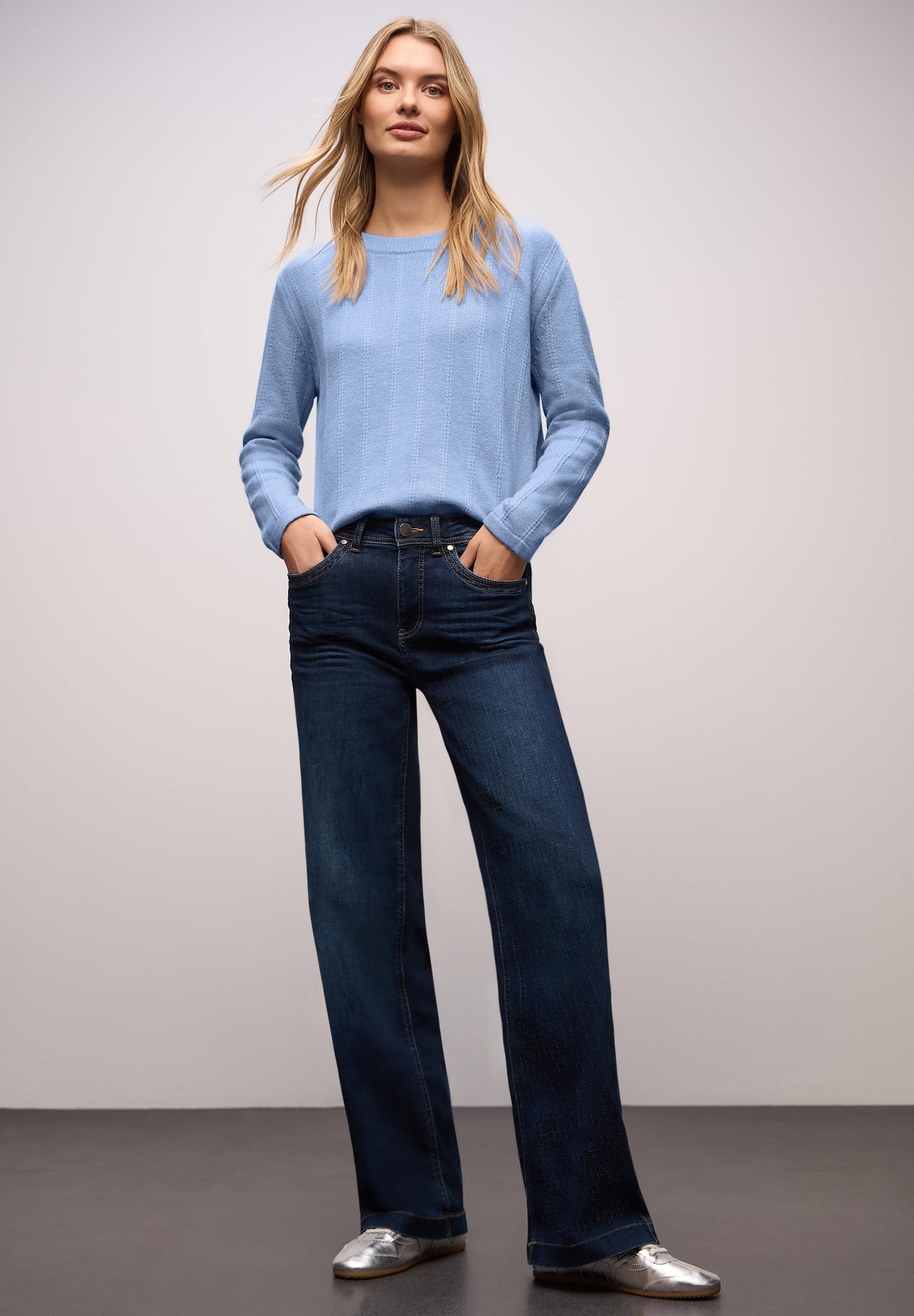 Street One - Strukturpullover - Farbe: frosted blue mel.