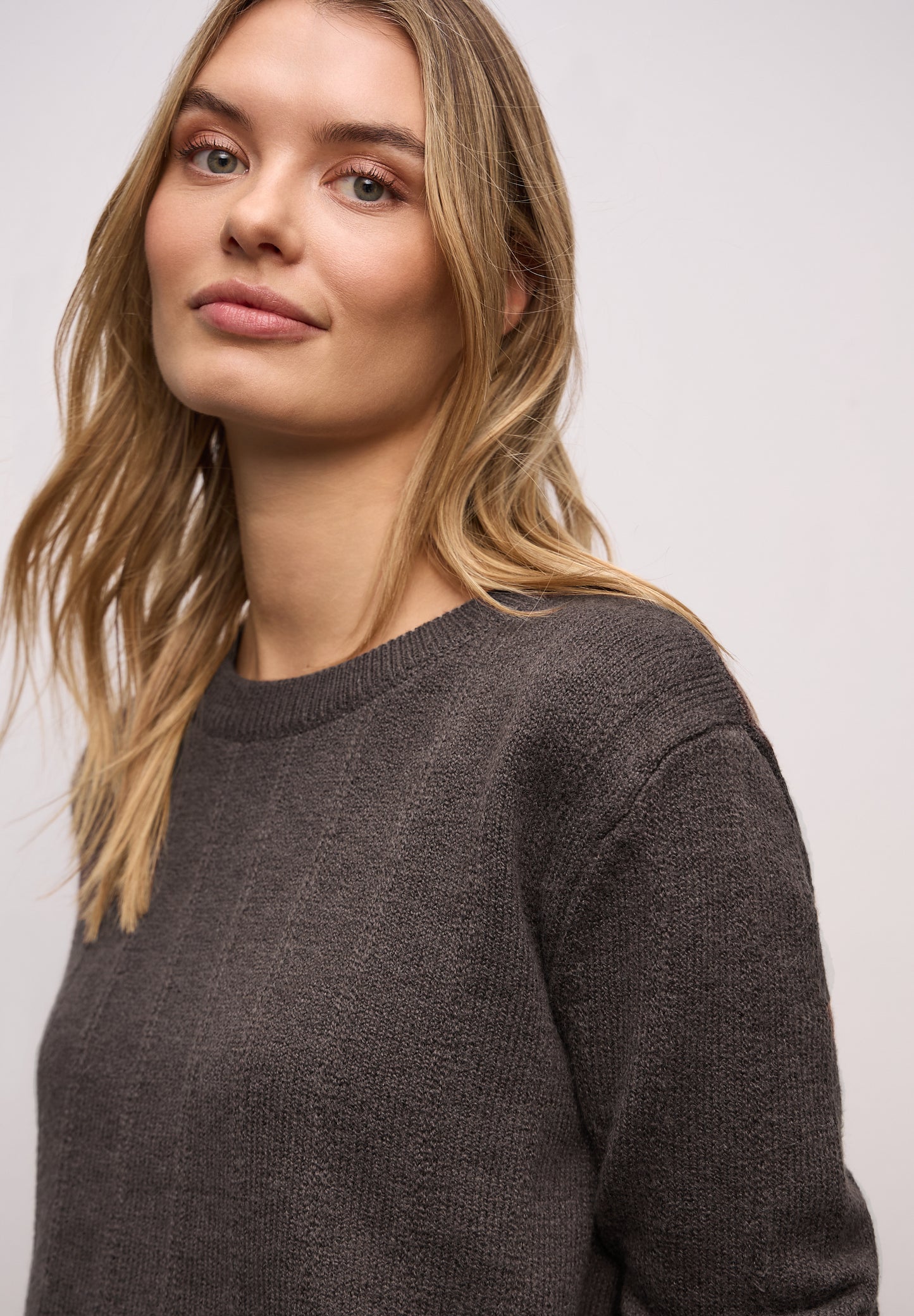 Street One - Strukturpullover - Farbe: rustic brown mel.