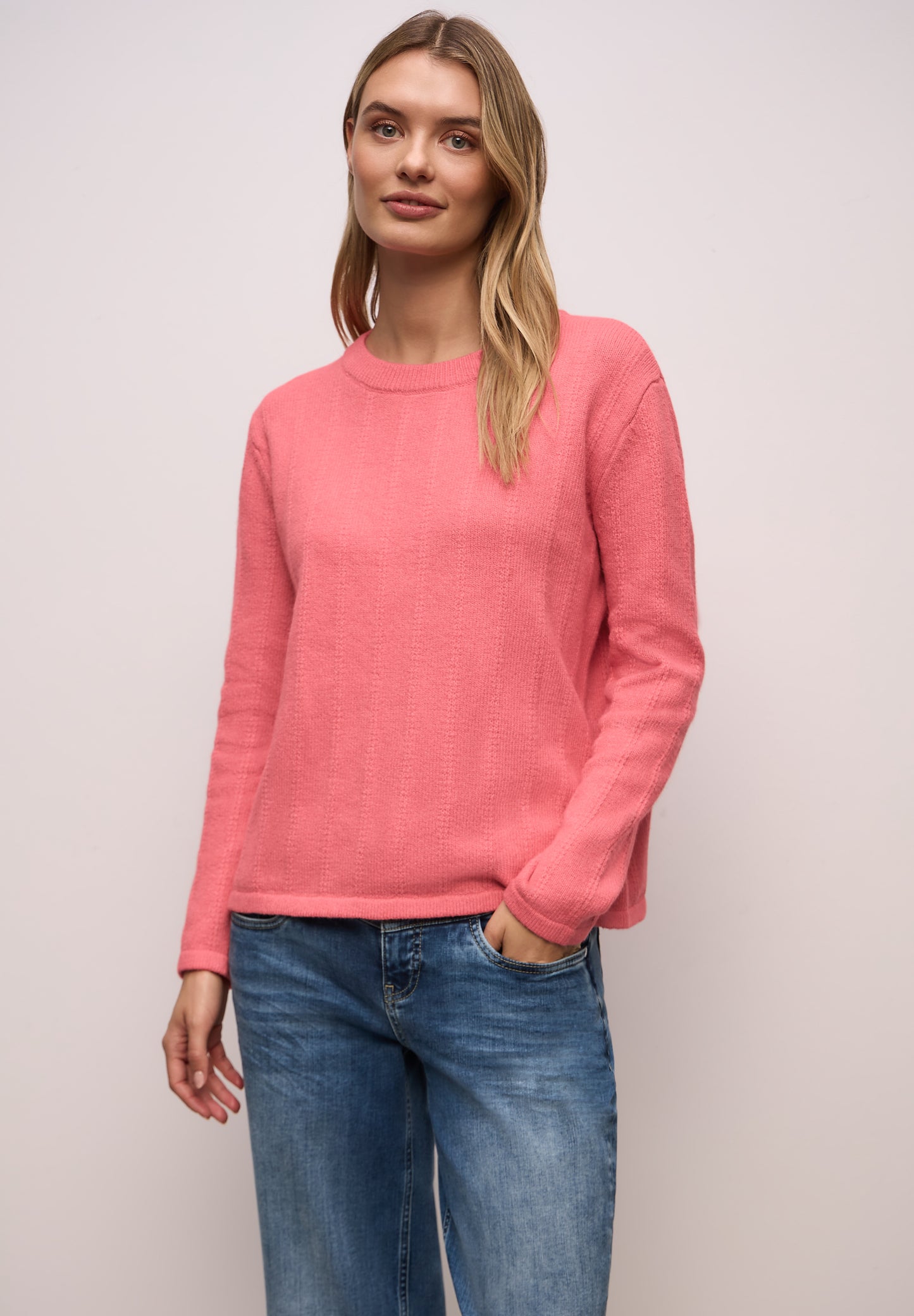Street One - Strukturpullover - Farbe: striking coral mel.