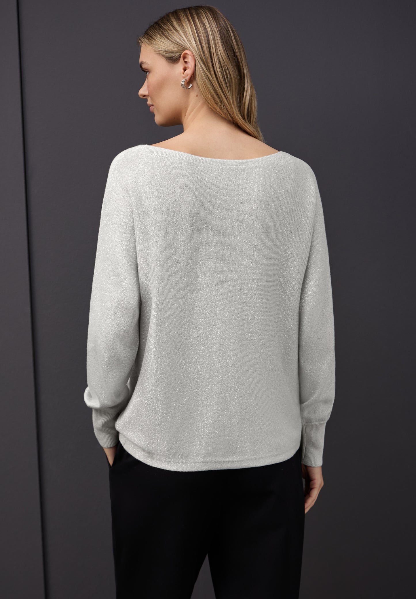 Street One - Glitzernder Dolman Pullover - Farbe: pelican grey mel.
