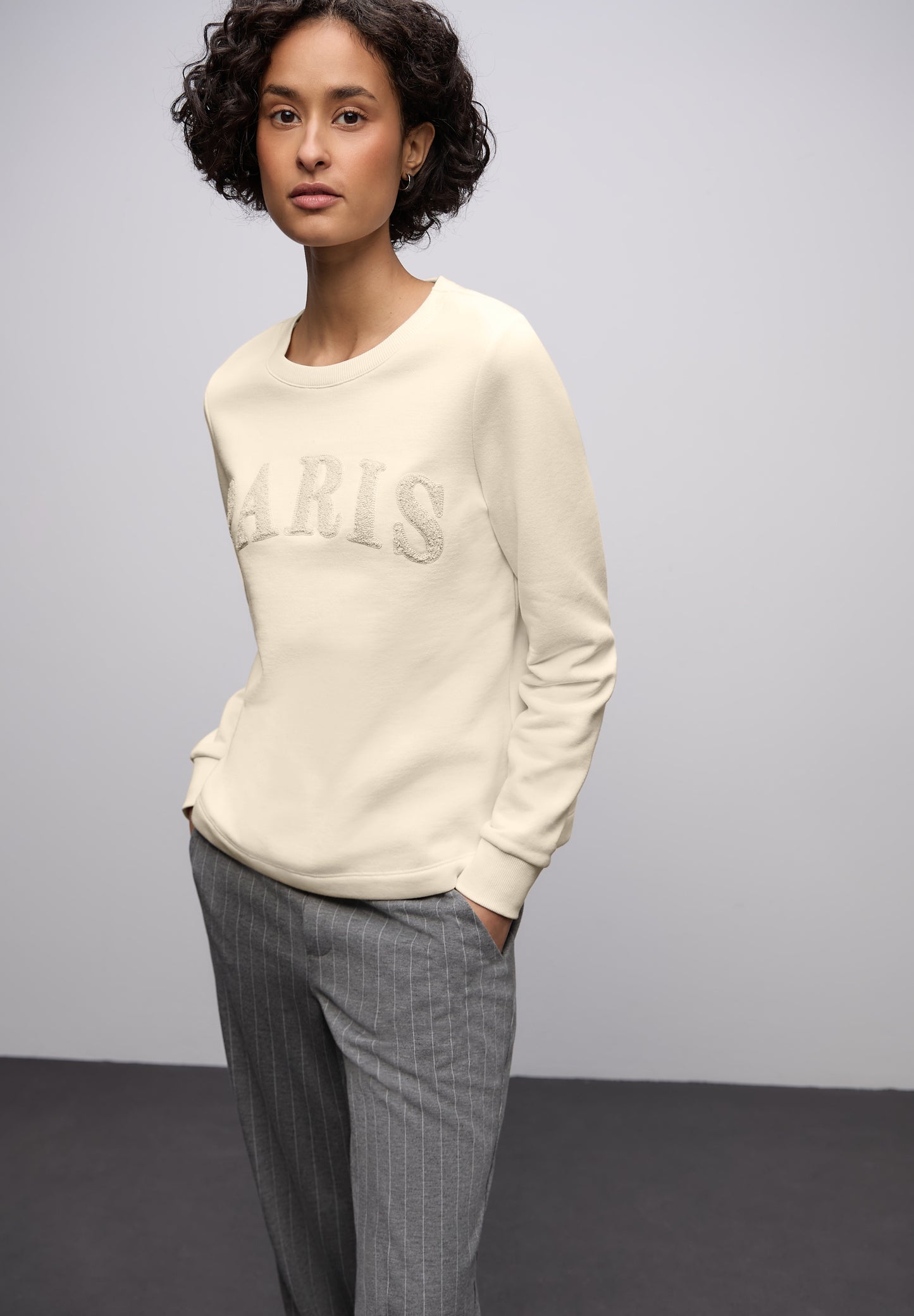 Street One - Sweatshirt mit Wording - Farbe: soft beige