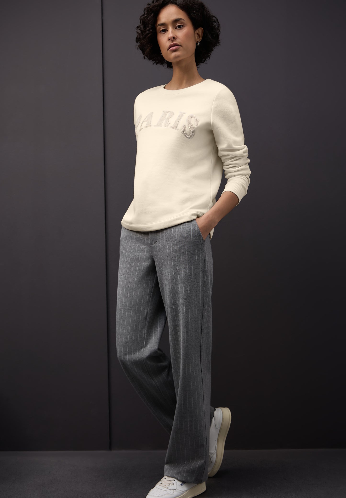 Street One - Sweatshirt mit Wording - Farbe: soft beige