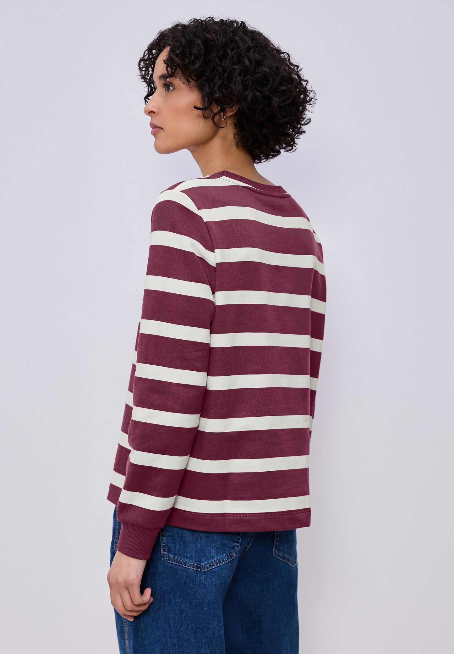 Street One - Gestreiftes Sweatshirt - Farbe: dark clouded blush