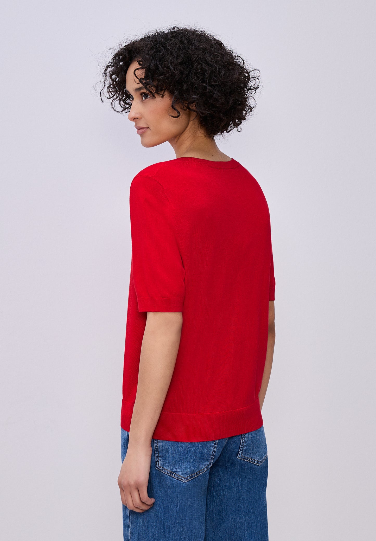 Street One - Kurzarm Pullover mit Rundhals - Farbe: salsa red
