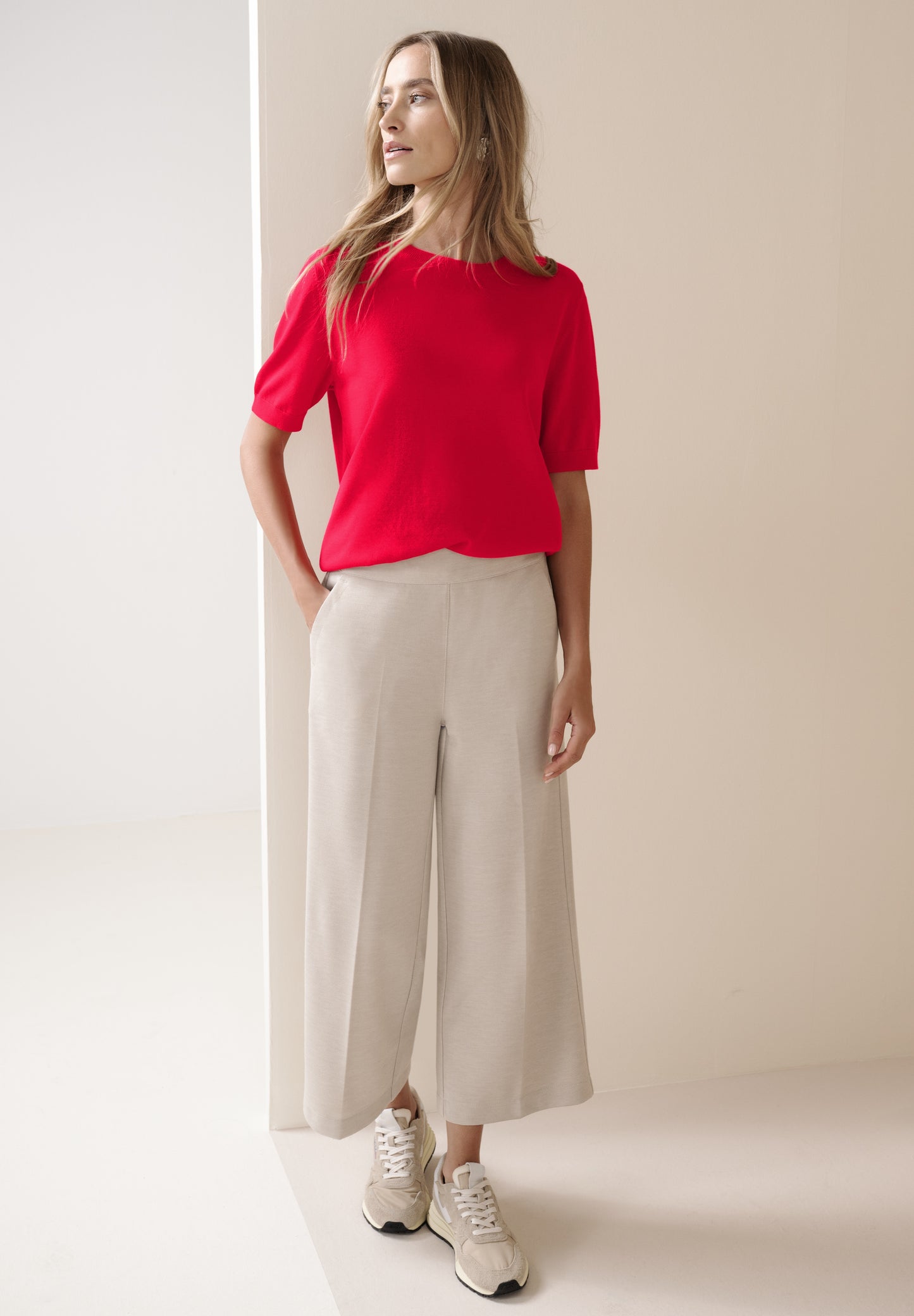 Street One - Kurzarm Pullover mit Rundhals - Farbe: salsa red