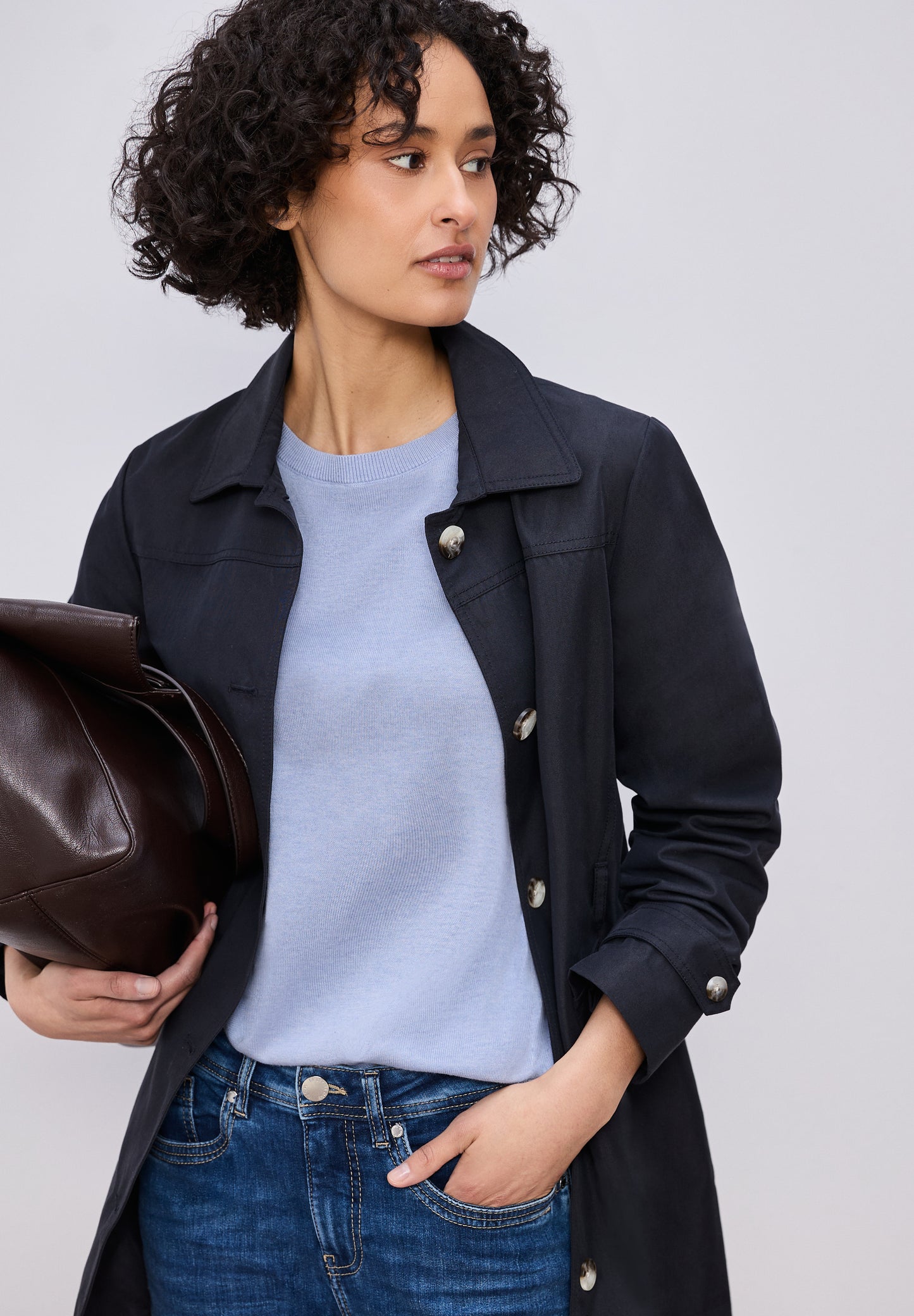 Street One - Kurzarm Pullover mit Rundhals - Farbe: cashmere blue mel.