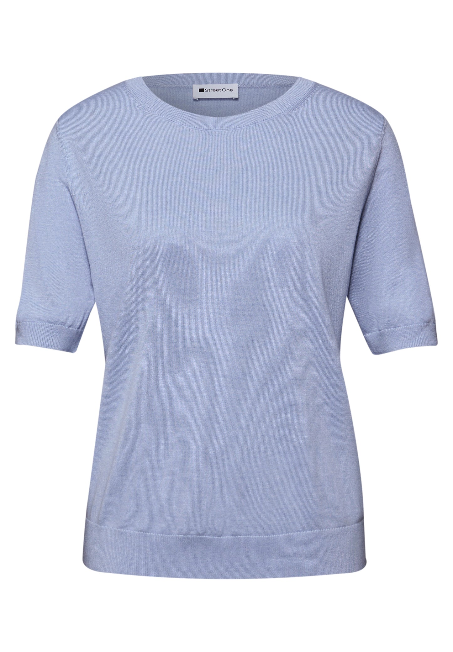 Street One - Kurzarm Pullover mit Rundhals - Farbe: cashmere blue mel.