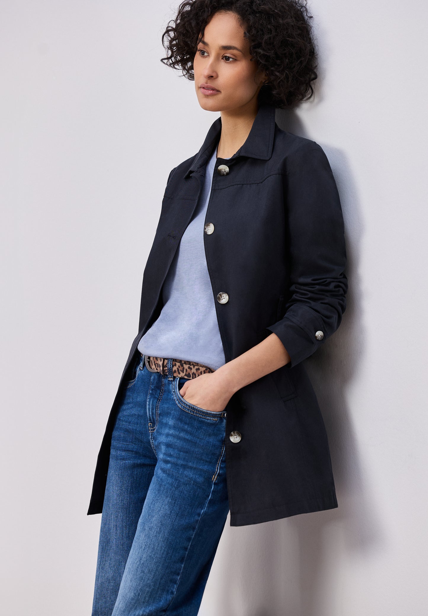 Street One - Kurzarm Pullover mit Rundhals - Farbe: cashmere blue mel.