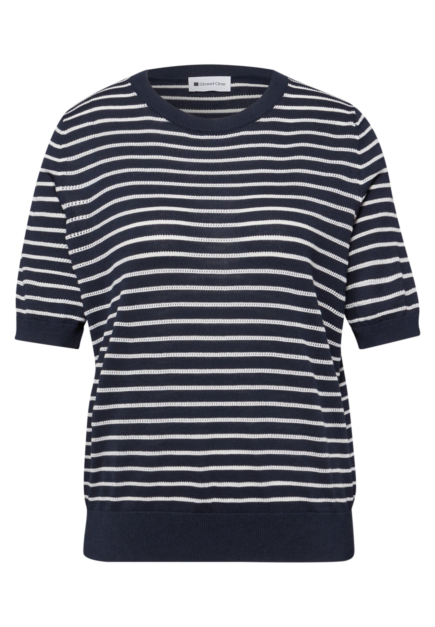 Street One - Kurzarm Pullover mit Streifenmuster - Farbe: shadowed navy