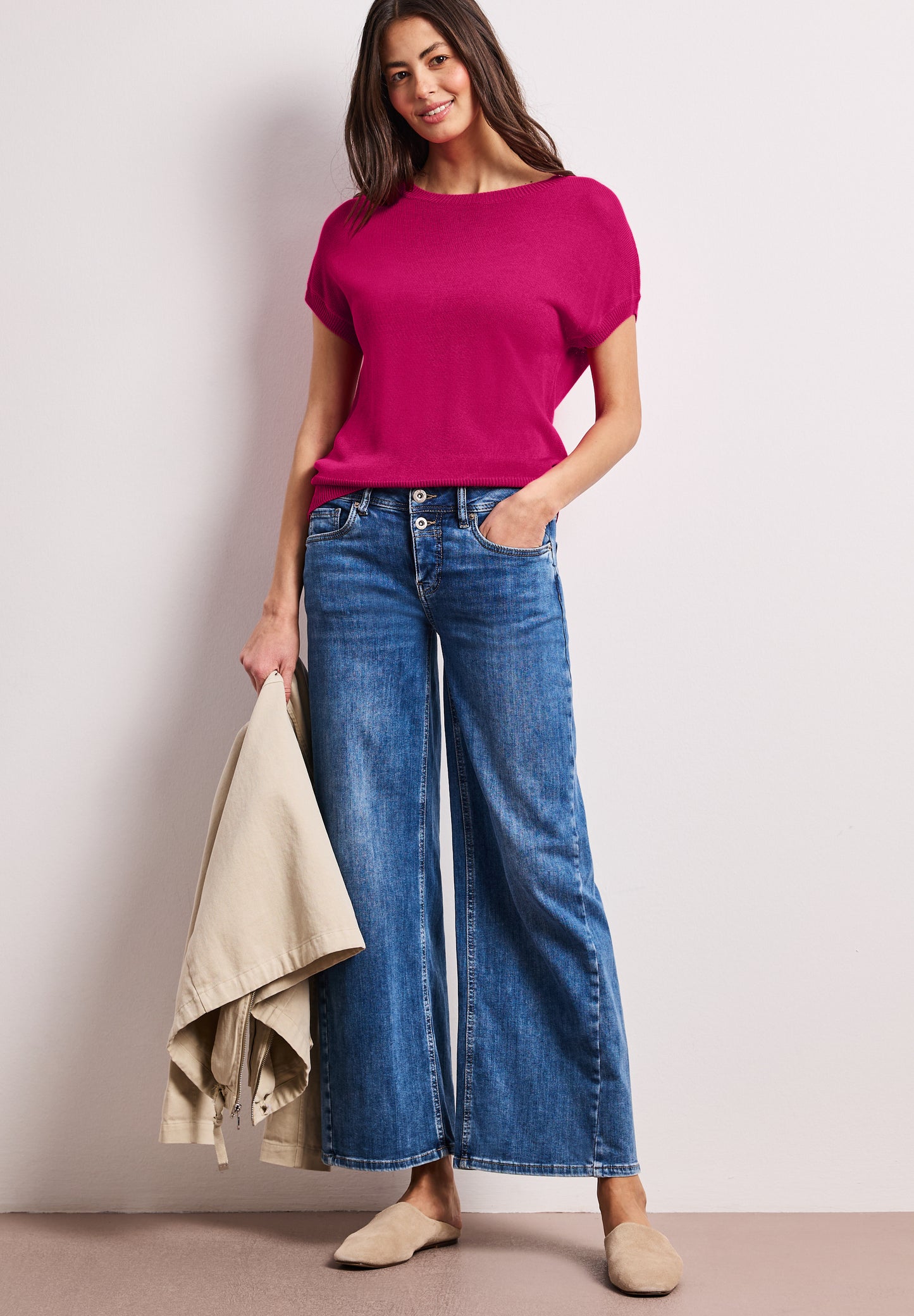 Street One - Pullover mit U-Boot-Ausschnitt - Farbe: magenta dream