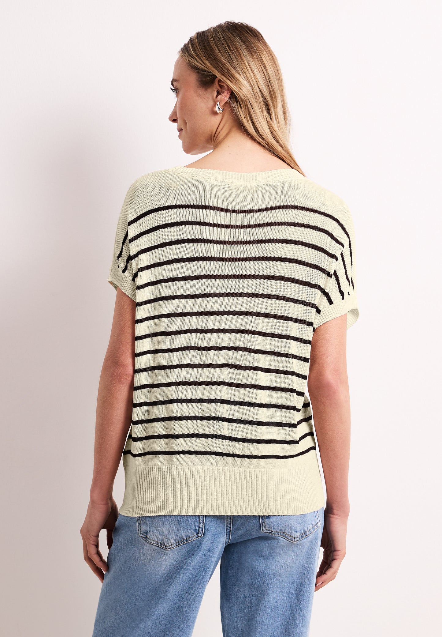 Street One - Pullover mit Boatneck und Streifen - Farbe: soft beige