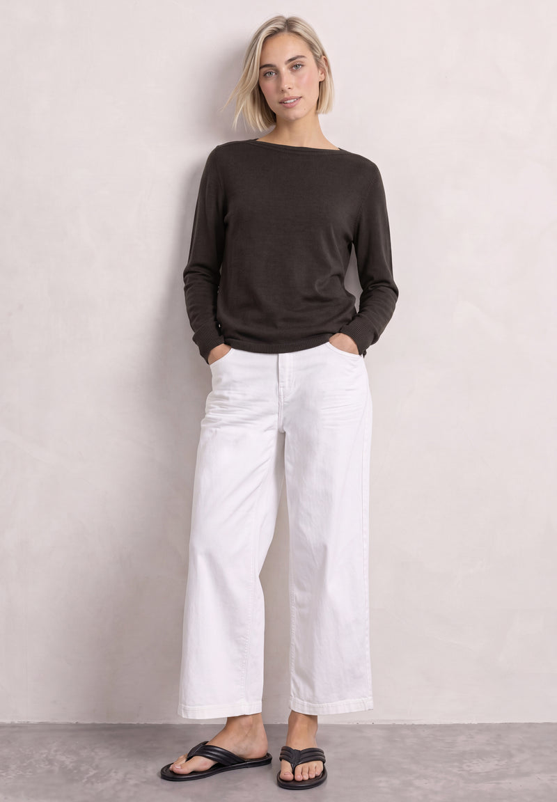 Street One Basic Pullover in Black Coffee Melange