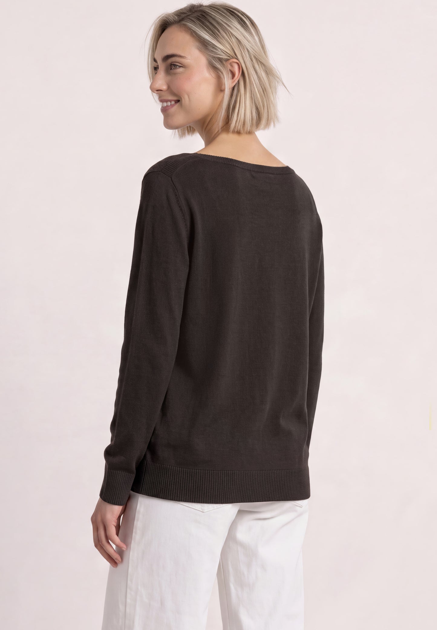 Street One - Basic Pullover mit U-Boot-Ausschnitt - Farbe: black coffee