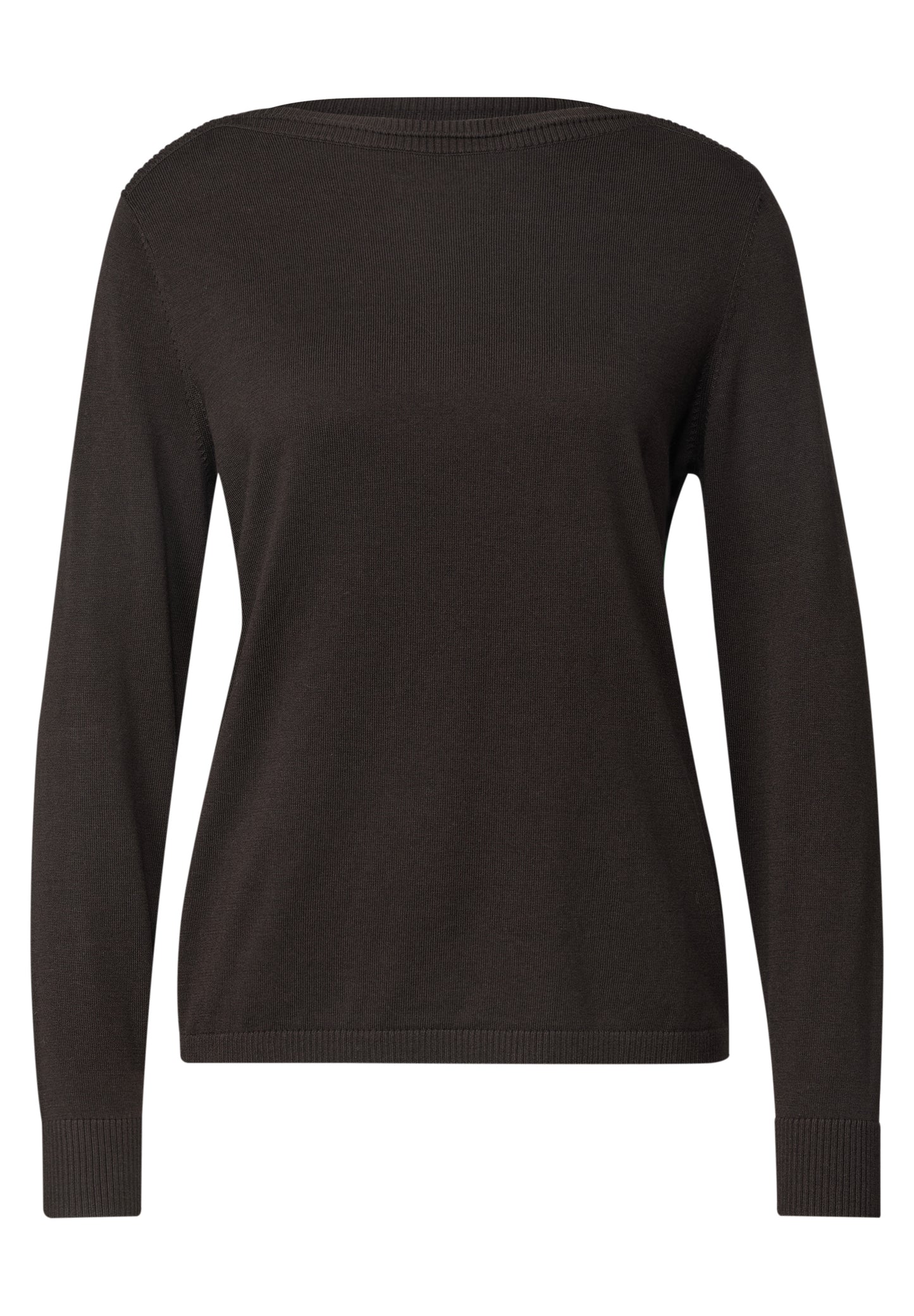Street One - Basic Pullover mit U-Boot-Ausschnitt - Farbe: black coffee