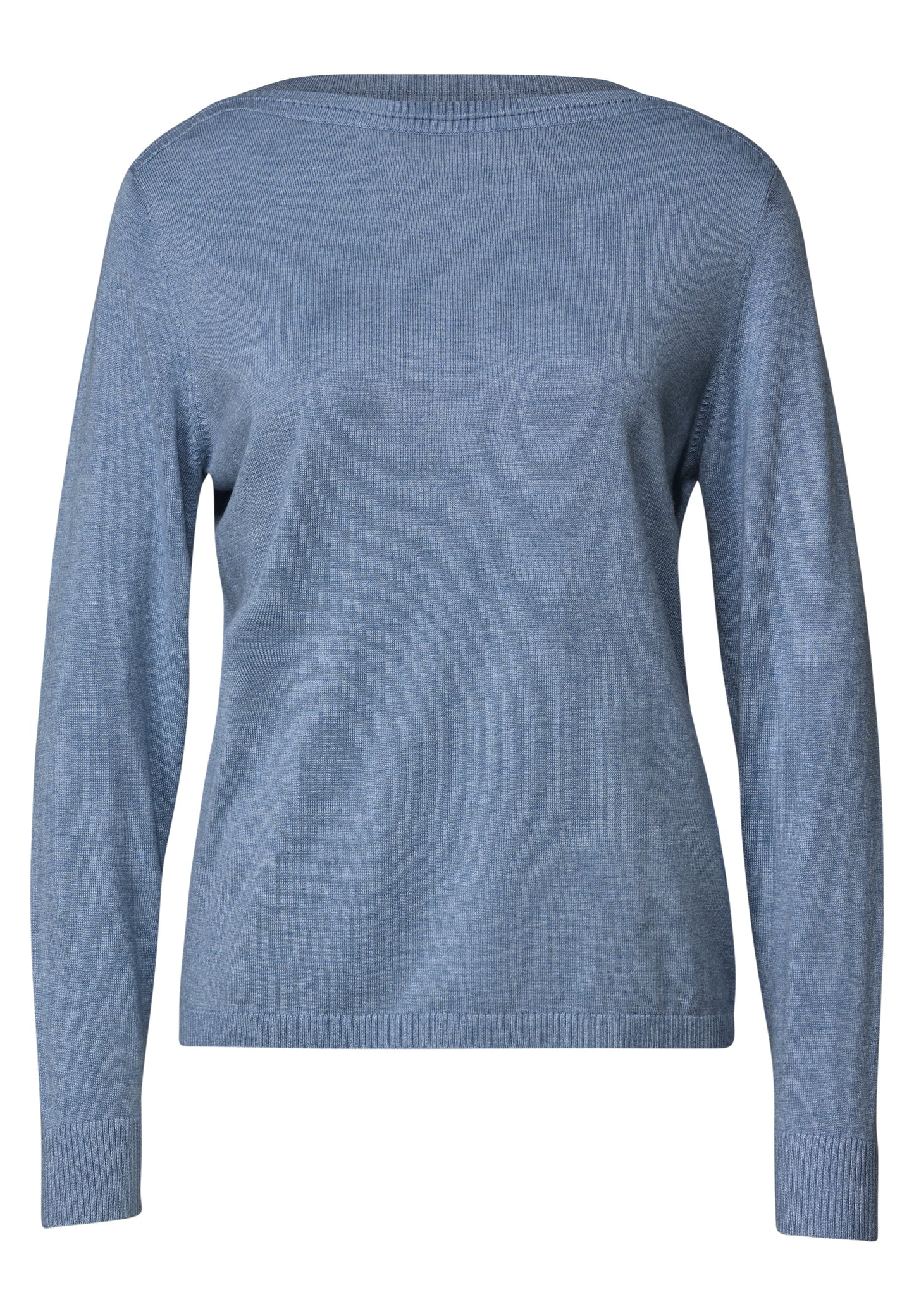 Street One - Basic Pullover mit U-Boot-Ausschnitt - Farbe: northern blue mel.