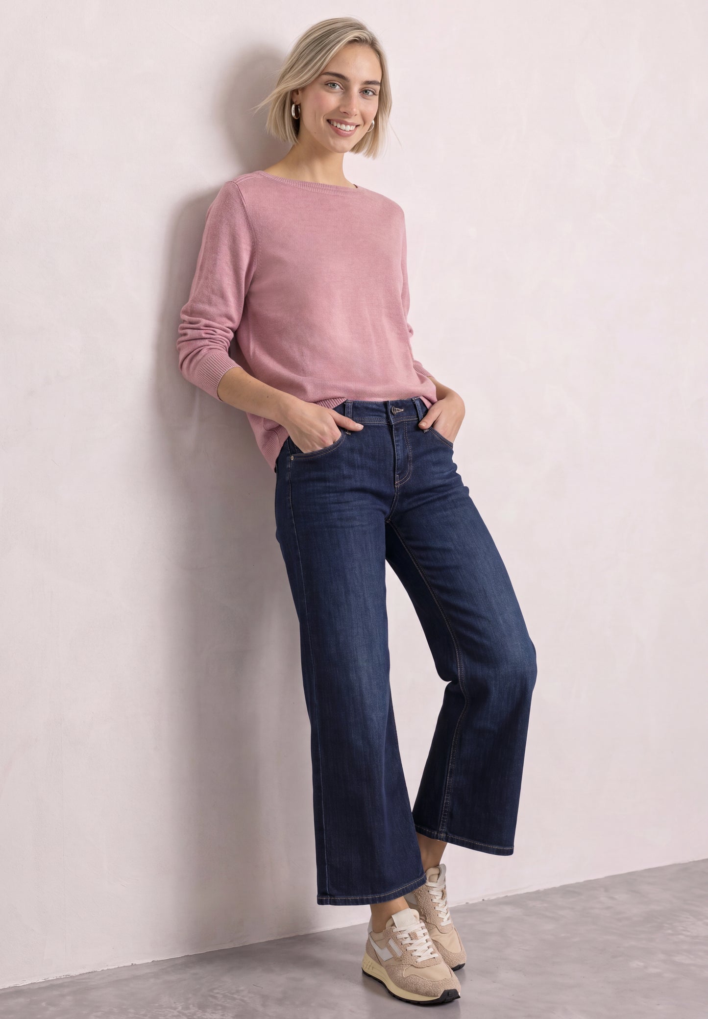 Street One - Basic Pullover mit U-Boot-Ausschnitt - Farbe: vintage blush mel.