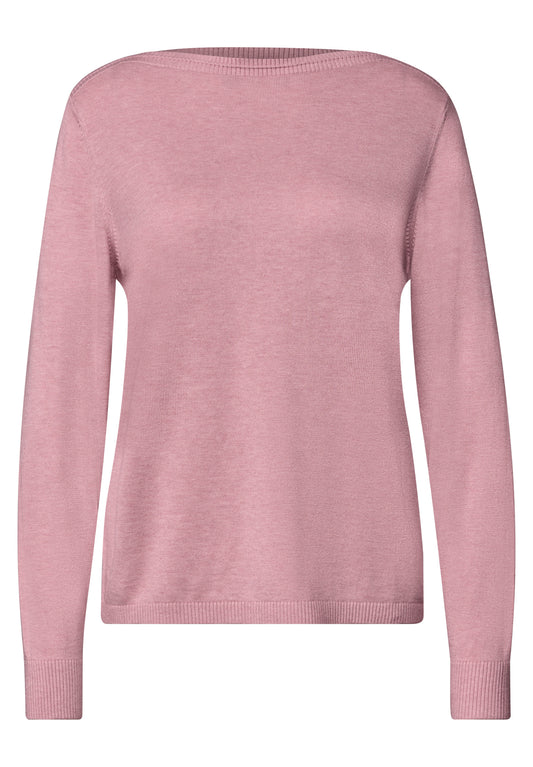 Street One - Basic Pullover mit U-Boot-Ausschnitt - Farbe: vintage blush mel.