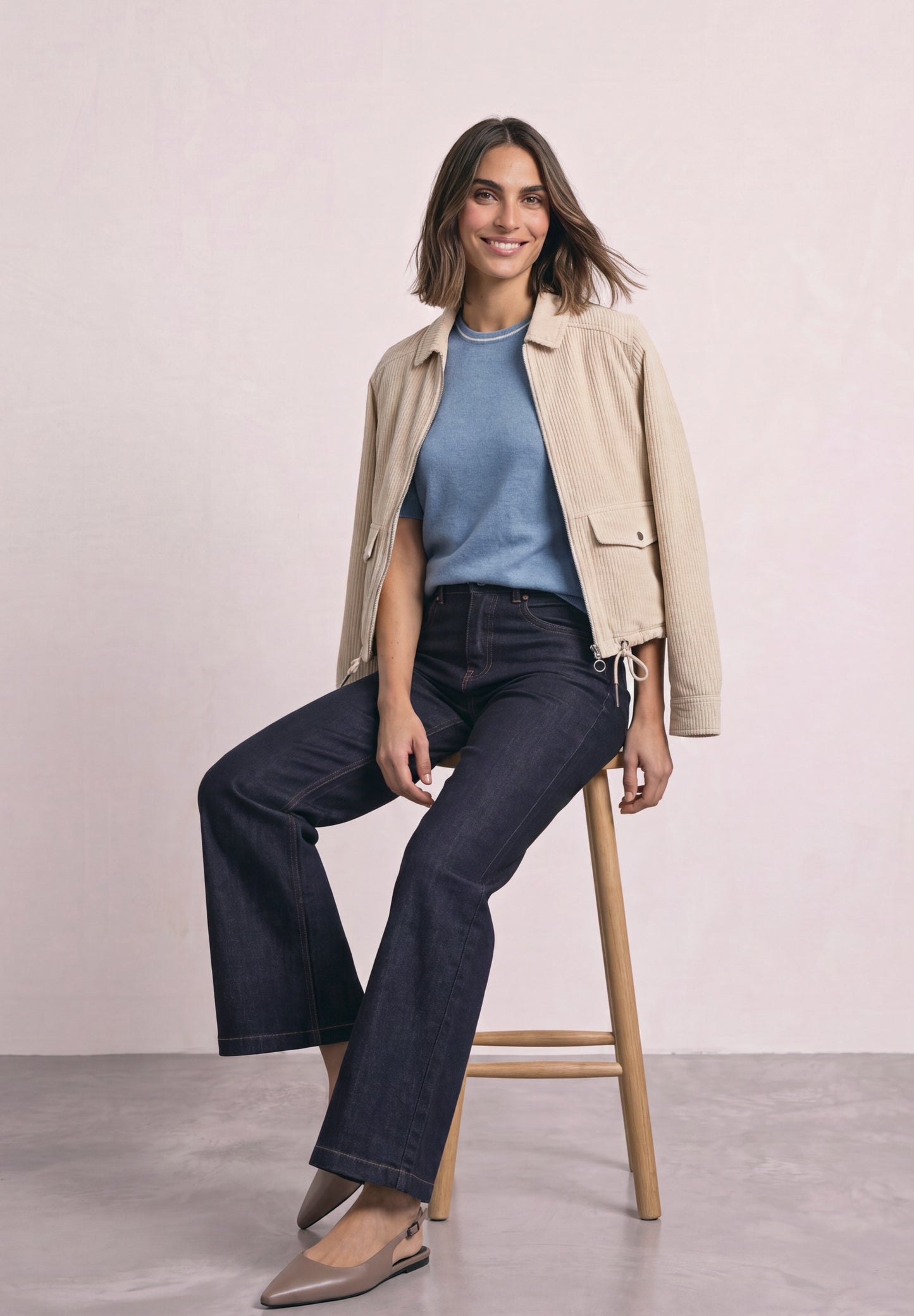 Street One - Kurzarm Pullover mit Kontrastdetail - Farbe: northern blue mel.