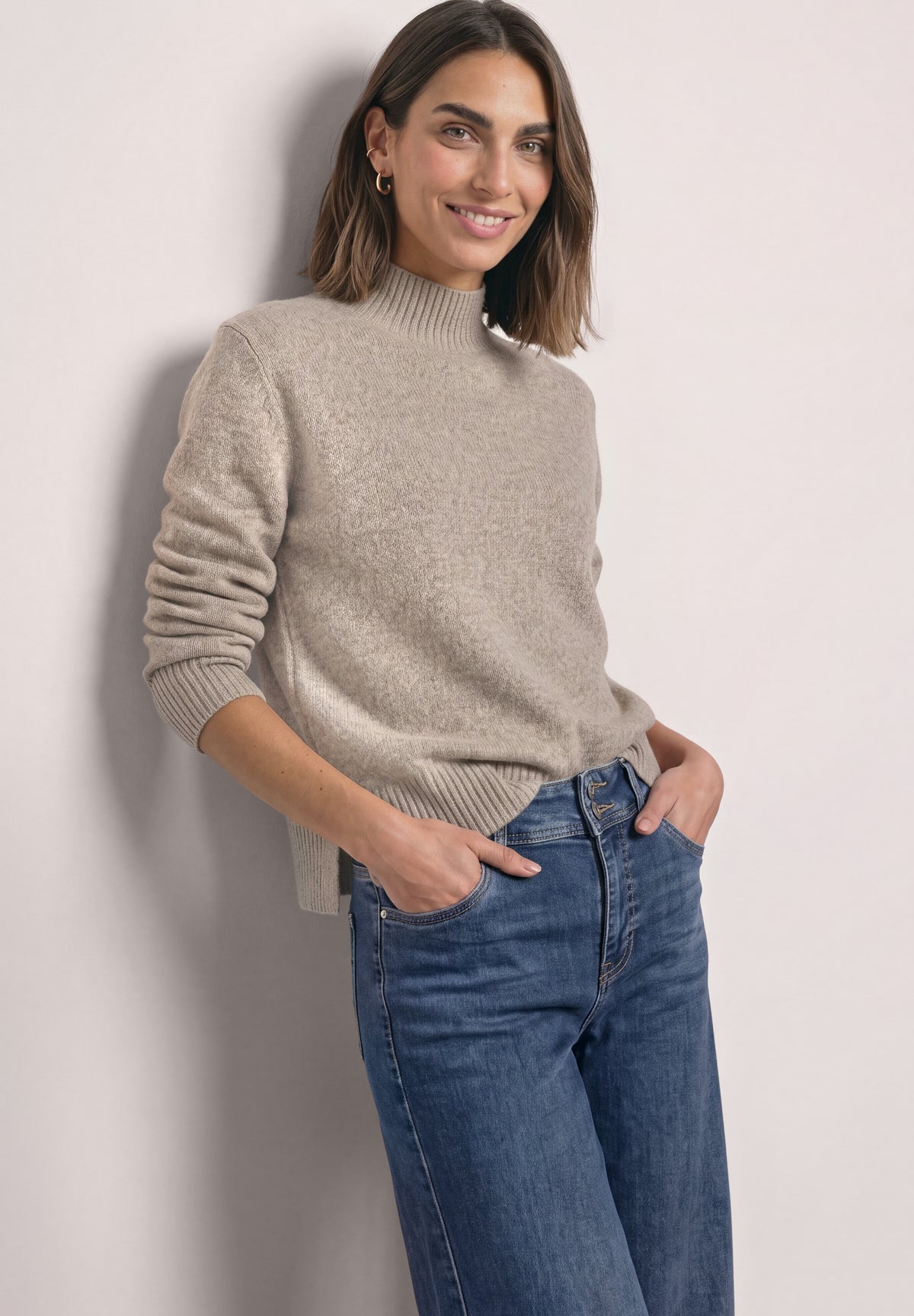 Street One - Pullover mit Turtle Neck - Farbe: sanded amber mel.