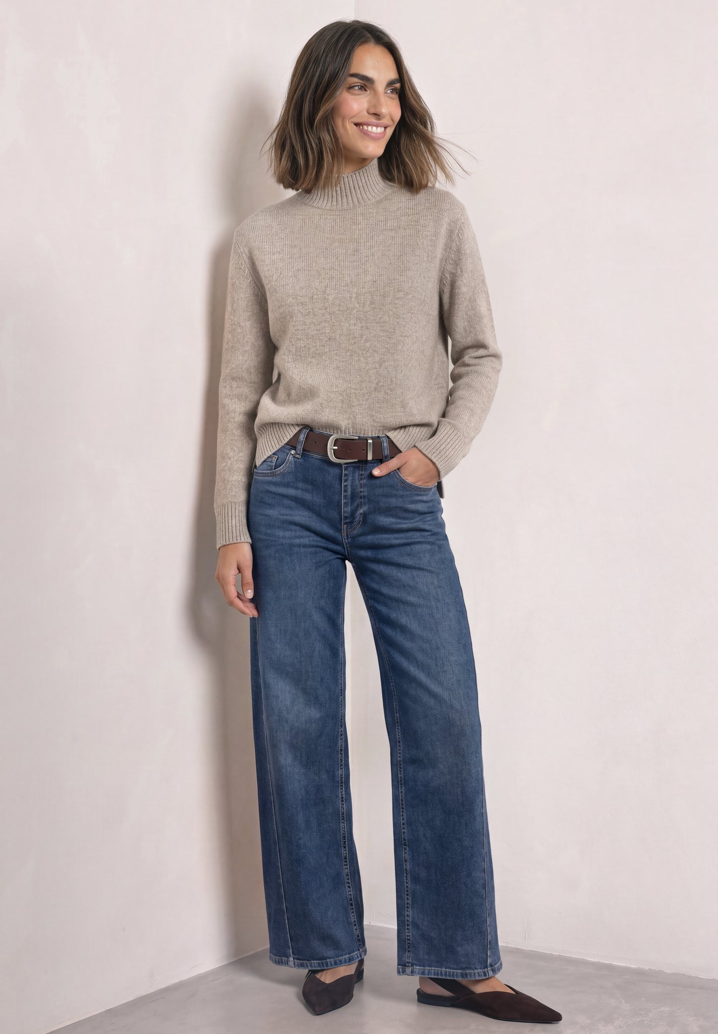 Street One - Pullover mit Turtle Neck - Farbe: sanded amber mel.