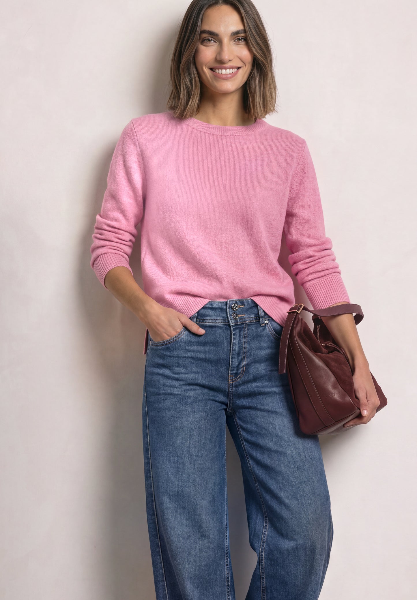 Street One - Langarm Pullover mit Boat Neck - Farbe: warm blush mel.