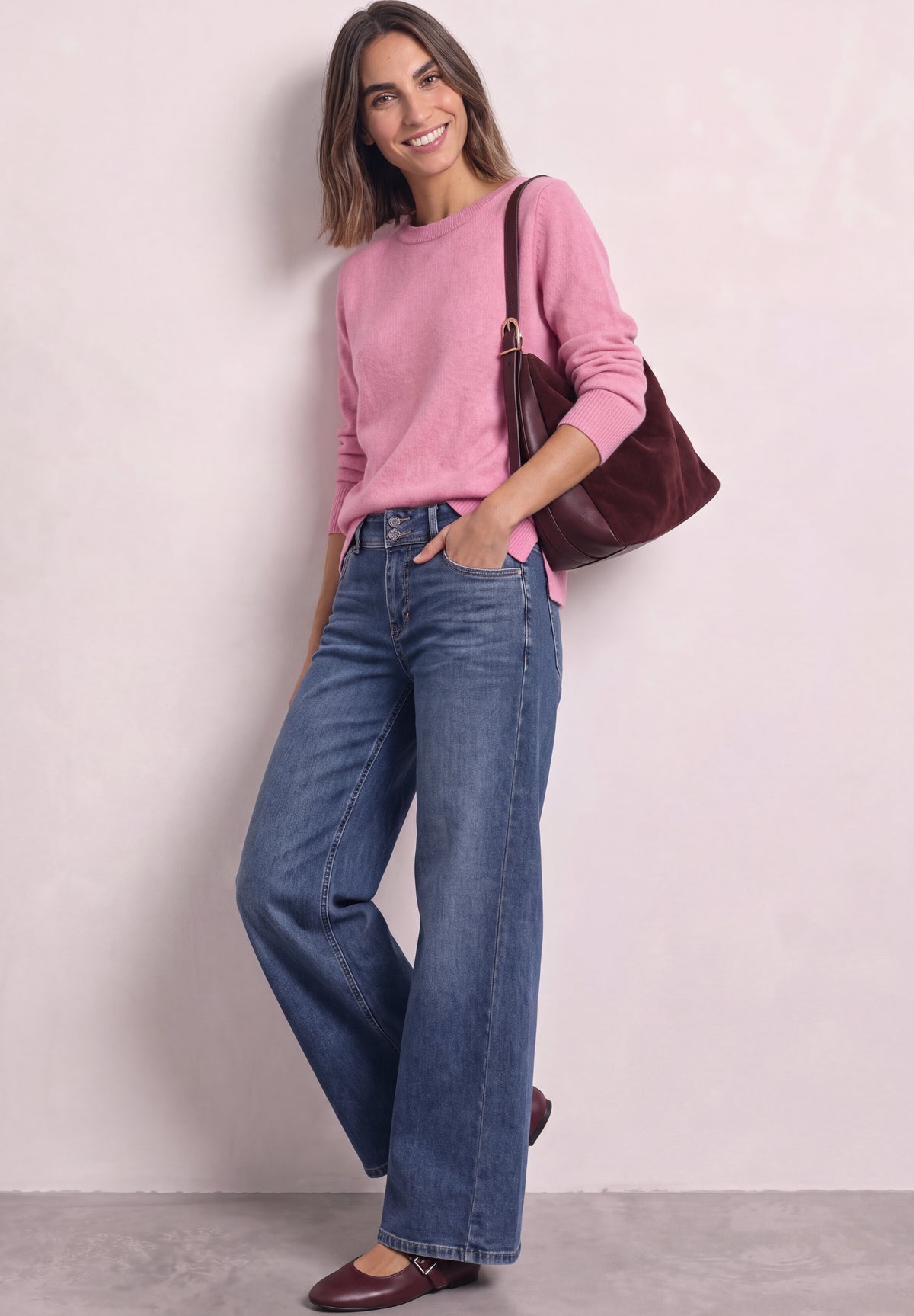 Street One - Langarm Pullover mit Boat Neck - Farbe: warm blush mel.