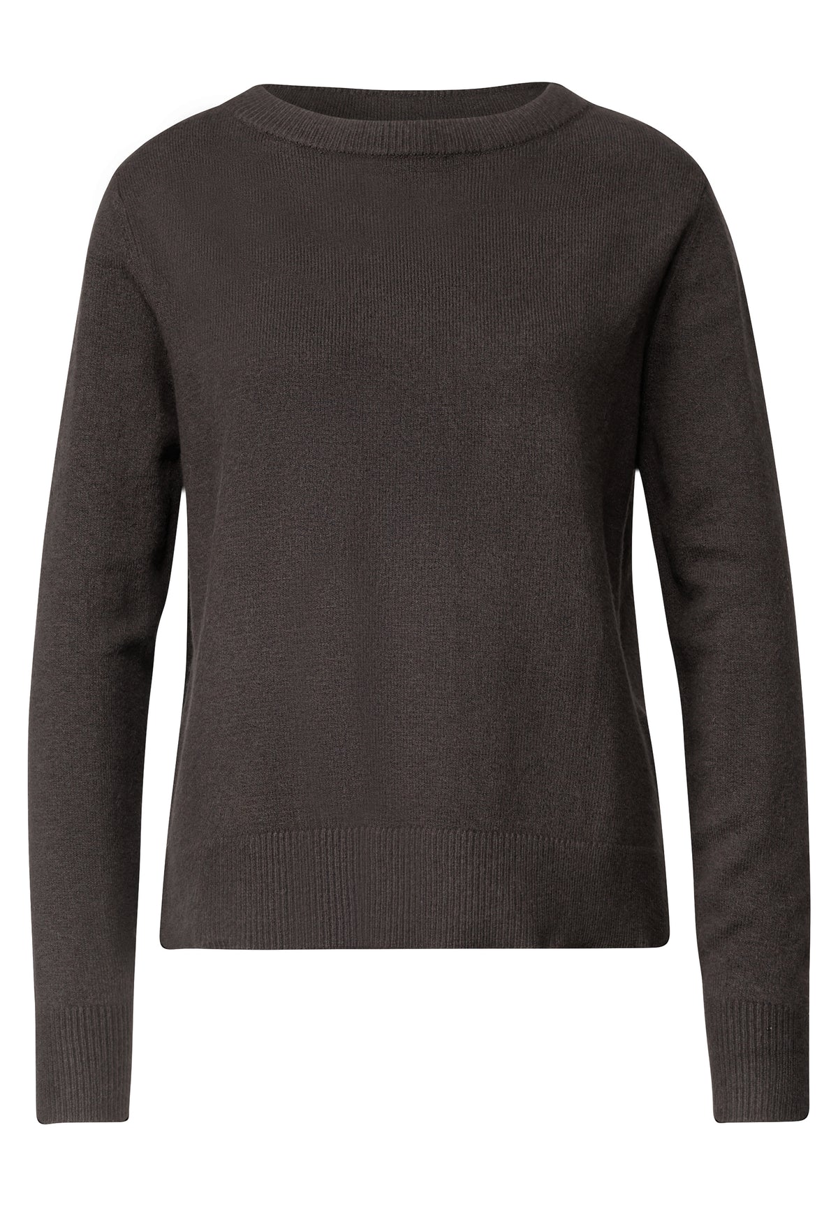 Street One - Langarm Pullover mit Boat Neck - Farbe: black coffee mel.