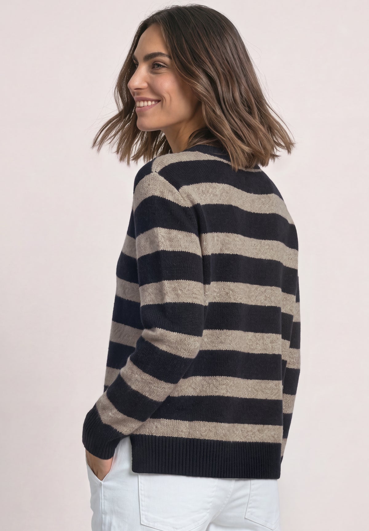 Street One - Pullover mit Boat Neck und Streifen - Farbe: indigo night