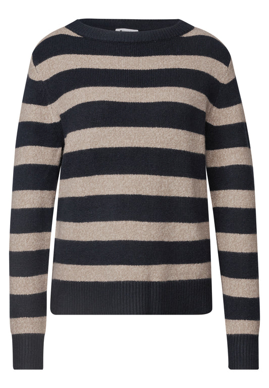 Street One - Pullover mit Boat Neck und Streifen - Farbe: indigo night