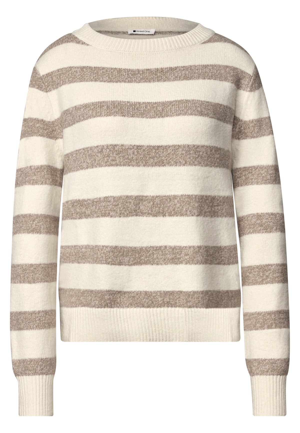 Street One - Pullover mit Boat Neck und Streifen - Farbe: pure beige